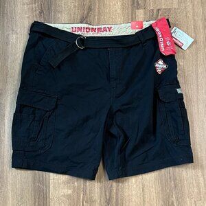 NEW UNIONBAY Black Cargo Shorts with Belt Sz 46